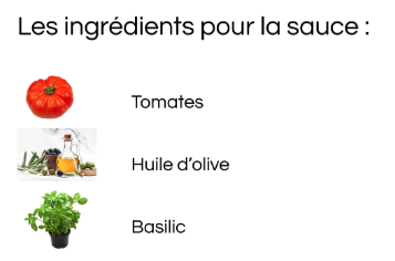 ingrédients pour la recette d'une sauce incluant. tomates, huile d'olive et basilic.
